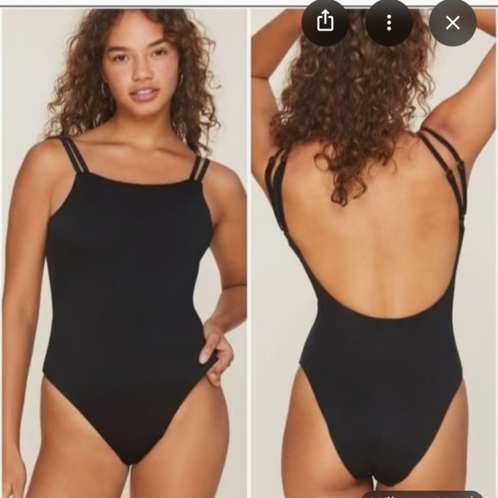 Andie The Rockaway One Piece Swimsuit Black S NWT Double Strap